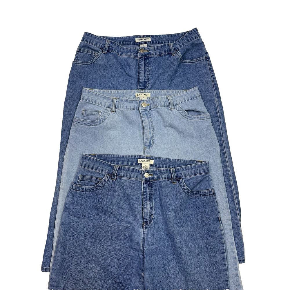 Vtg Cherokee Women's Cropped Denim Jeans | Bundle Lot Of 3 | Size 12 | y2k 90s - Picture 2 of 12